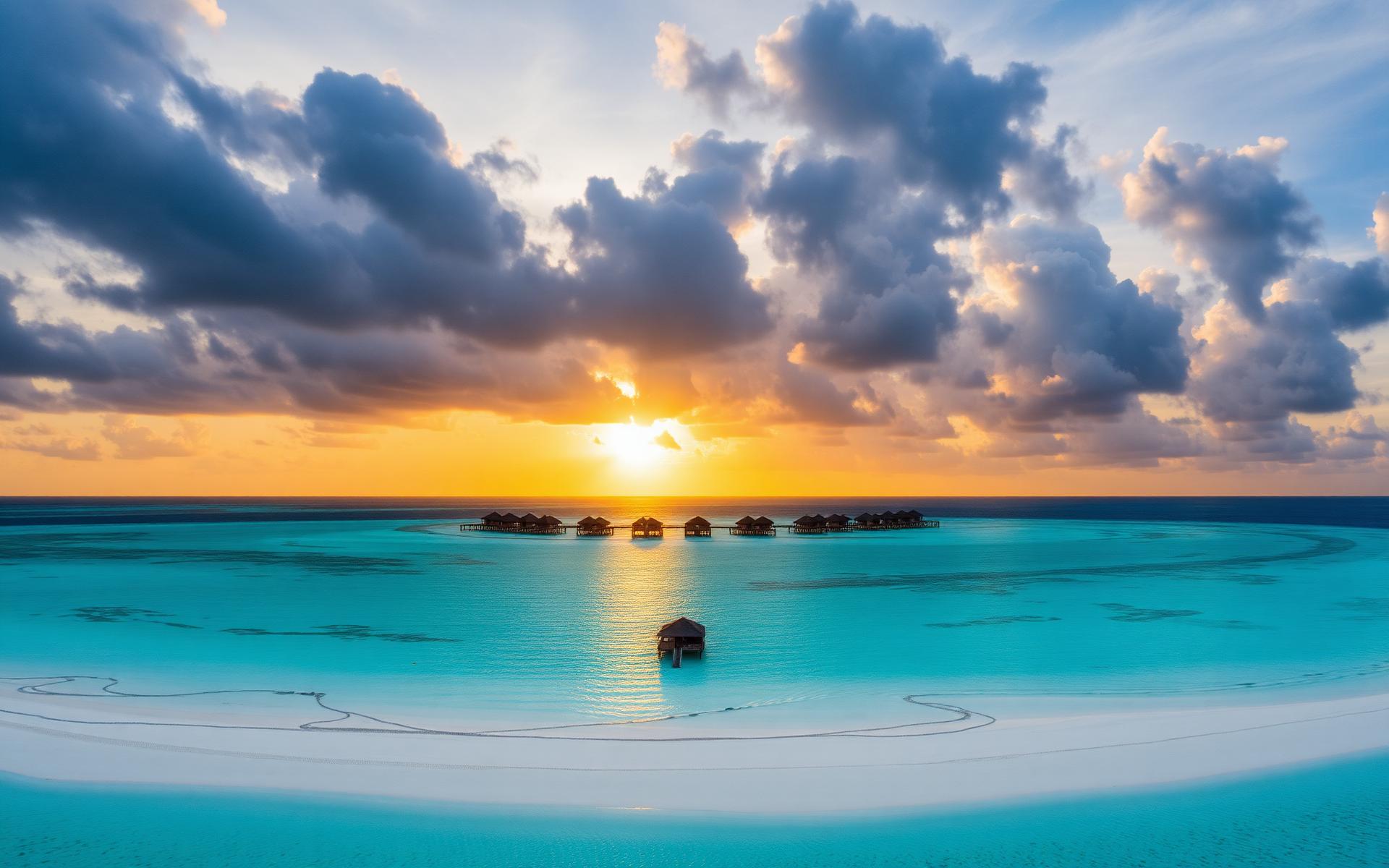 Tropical island paradise at golden hour